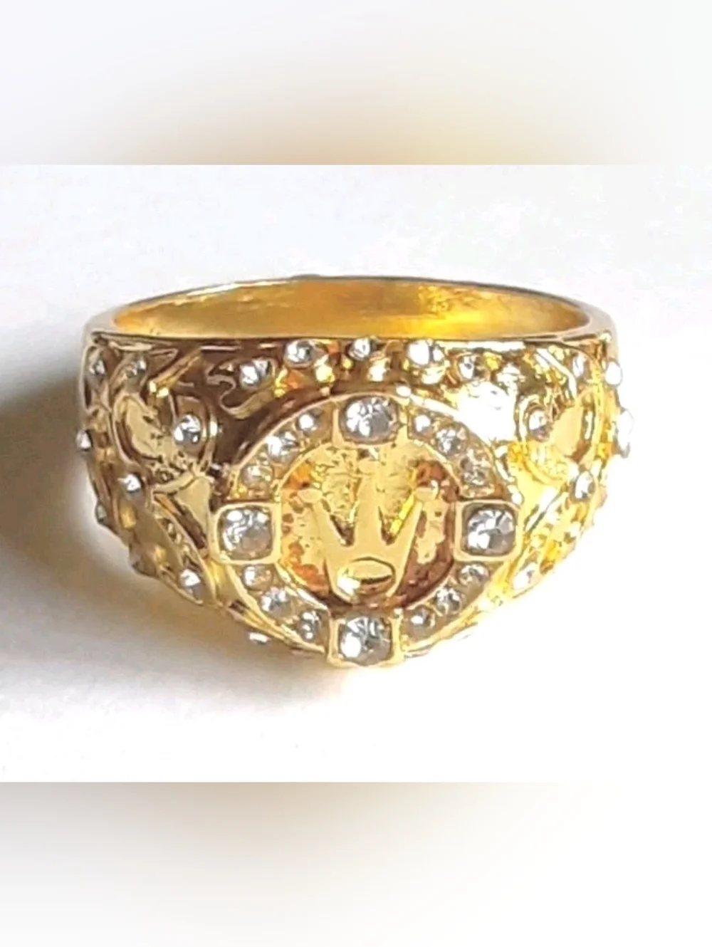 2Ct Round Real Moissanite Royal King Crown Wedding Ring 14K Yellow Gold Plated12